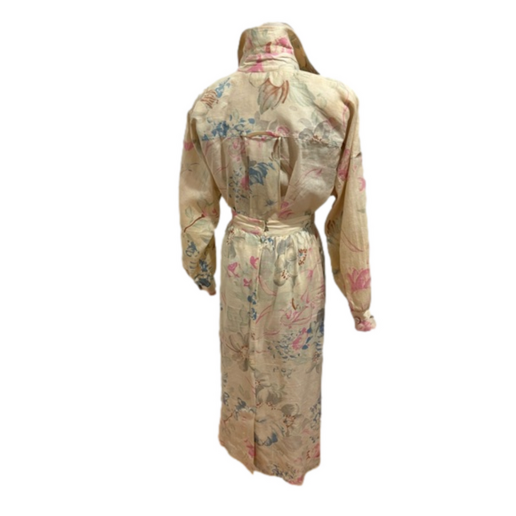 80s PASTEL FLORAL BOLD PRINT ITALIAN OVERSIZED TUNIC BLOUSE MAXI SKIRT S - Picture 3 of 16